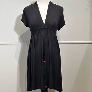Dotti Hooded Beach Swimsuit Cover-Up Dress Black Size Small S